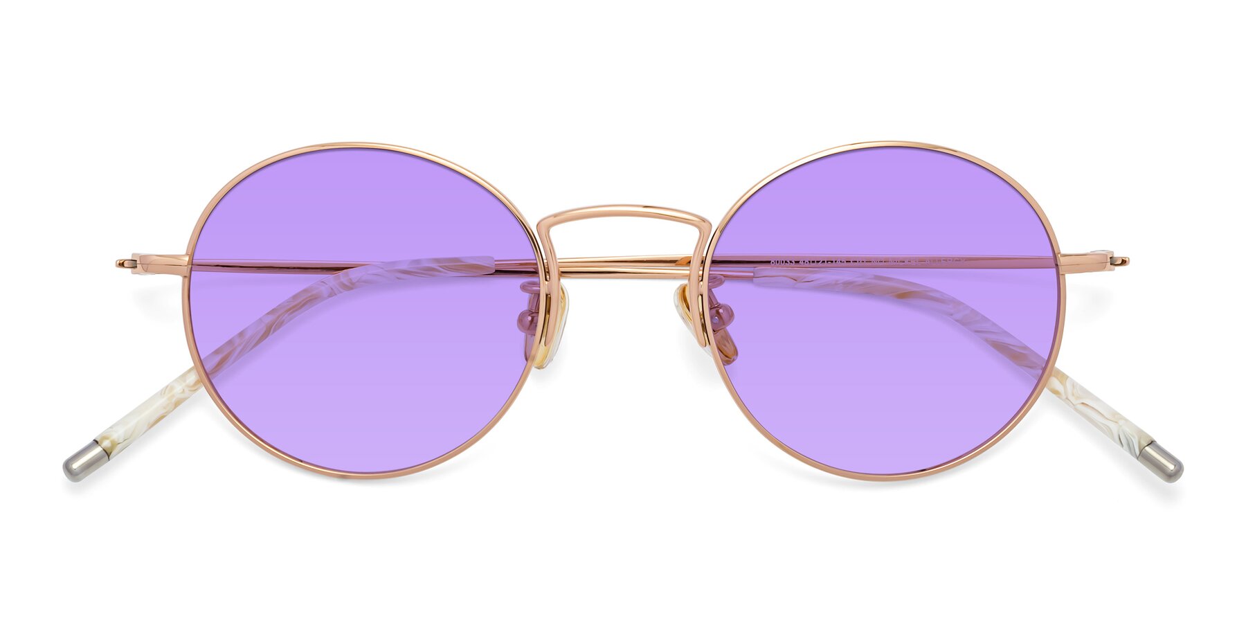 Folded Front of 80033 in Rose Gold with Medium Purple Tinted Lenses