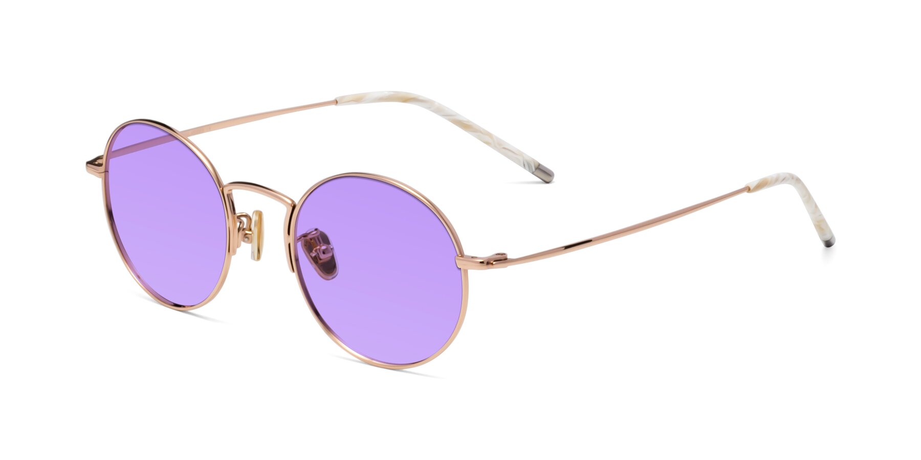 Angle of 80033 in Rose Gold with Medium Purple Tinted Lenses