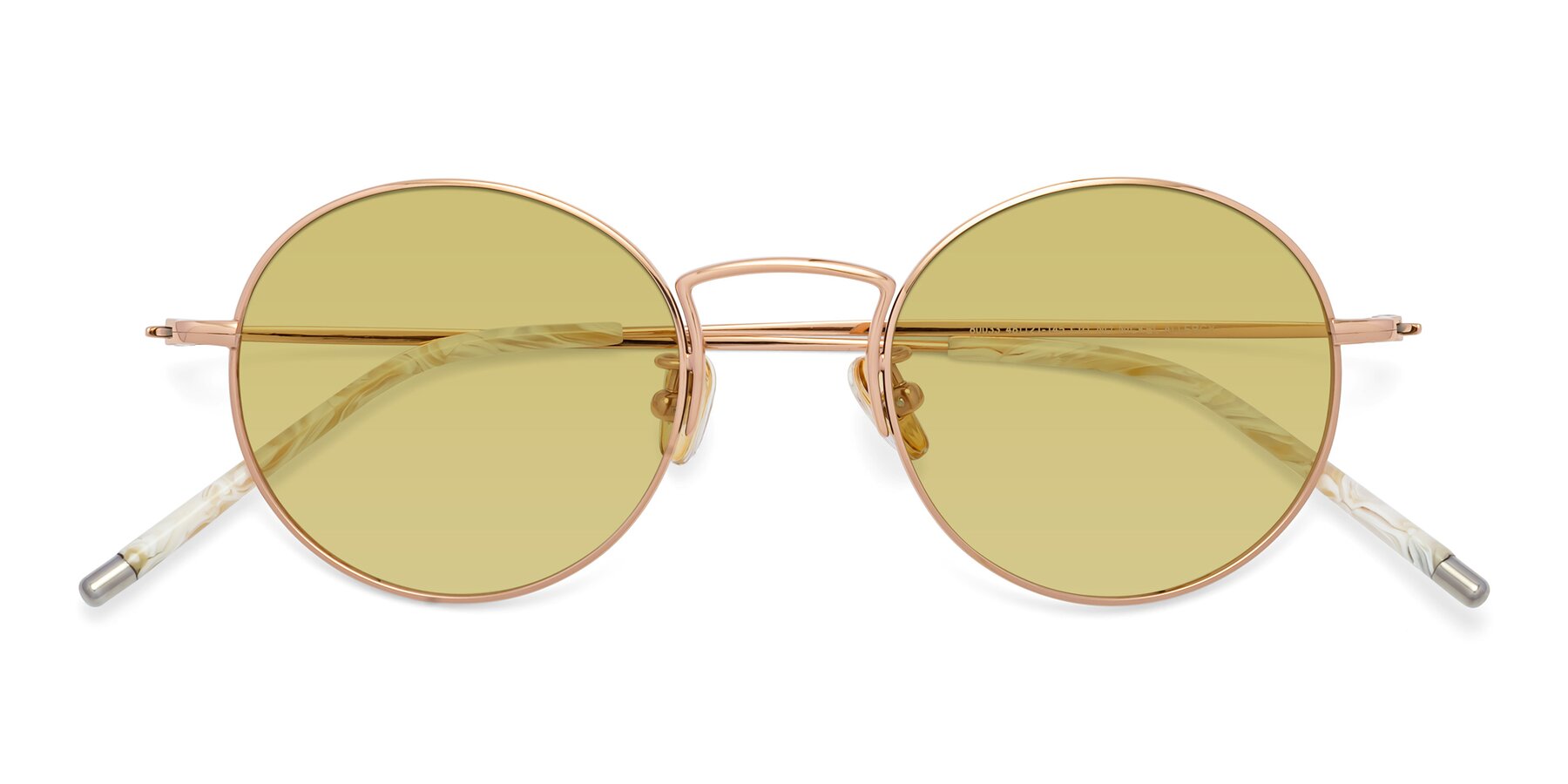 Folded Front of 80033 in Rose Gold with Medium Champagne Tinted Lenses