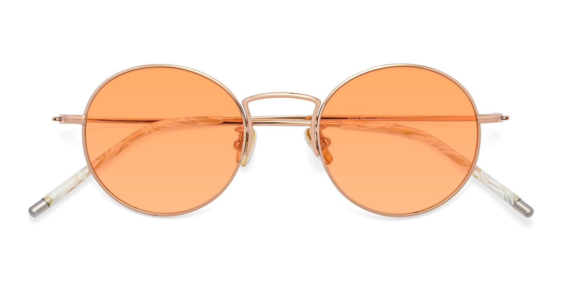 Folded Front of 80033 in Rose Gold with Medium Orange Tinted Lenses