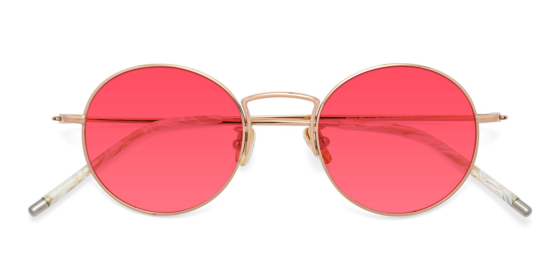 Folded Front of 80033 in Rose Gold with Red Tinted Lenses