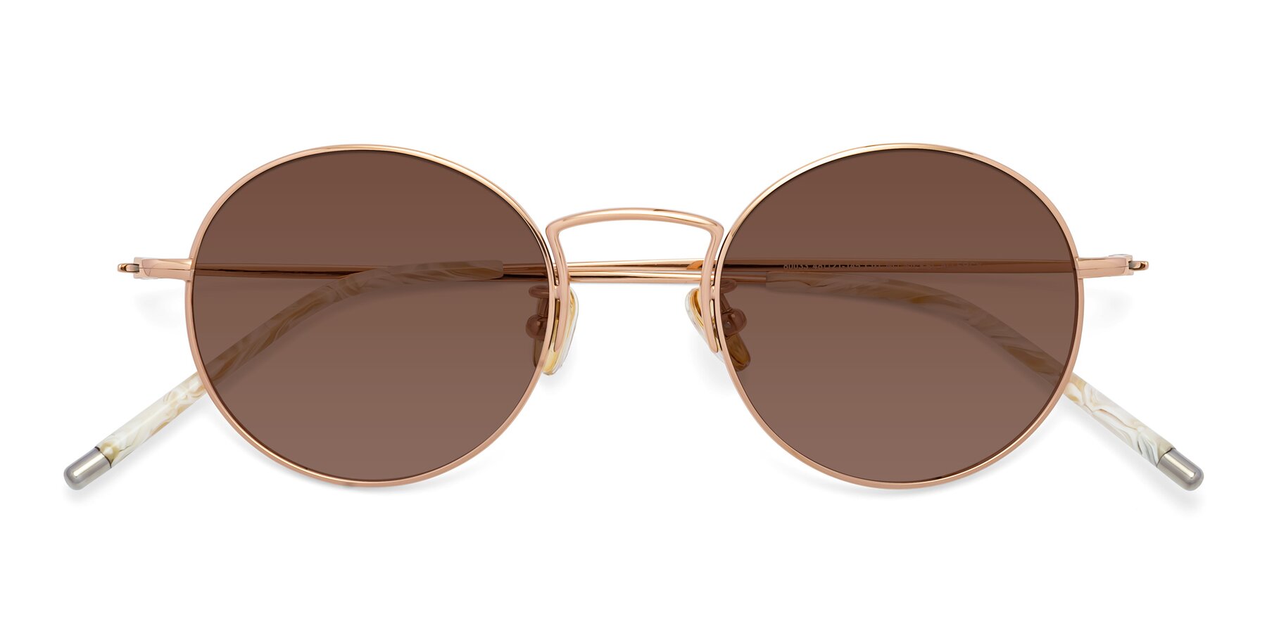 Folded Front of 80033 in Rose Gold with Brown Tinted Lenses