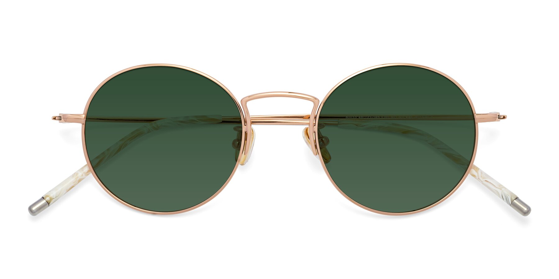 Folded Front of 80033 in Rose Gold with Green Tinted Lenses