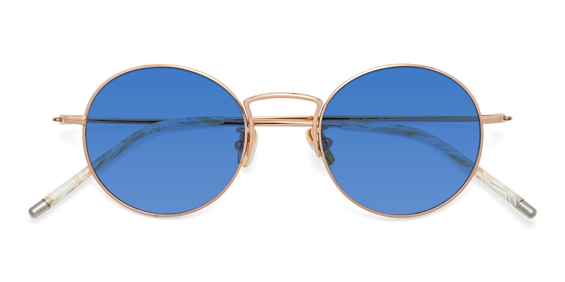 Folded Front of 80033 in Rose Gold with Blue Tinted Lenses