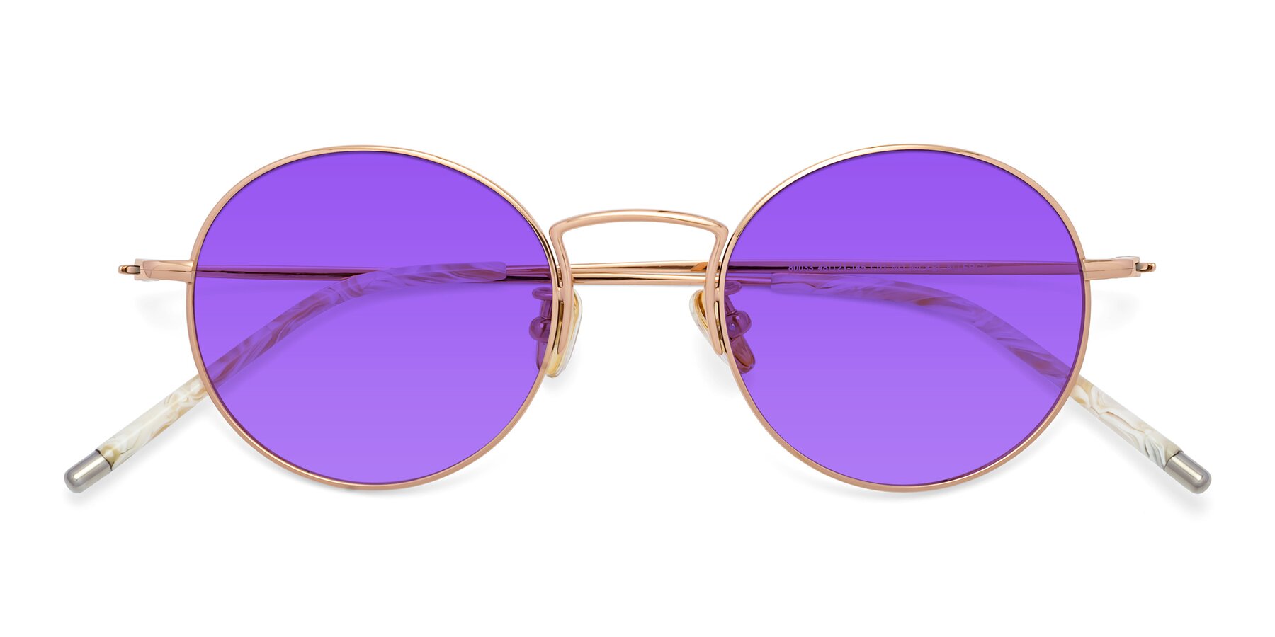 Folded Front of 80033 in Rose Gold with Purple Tinted Lenses