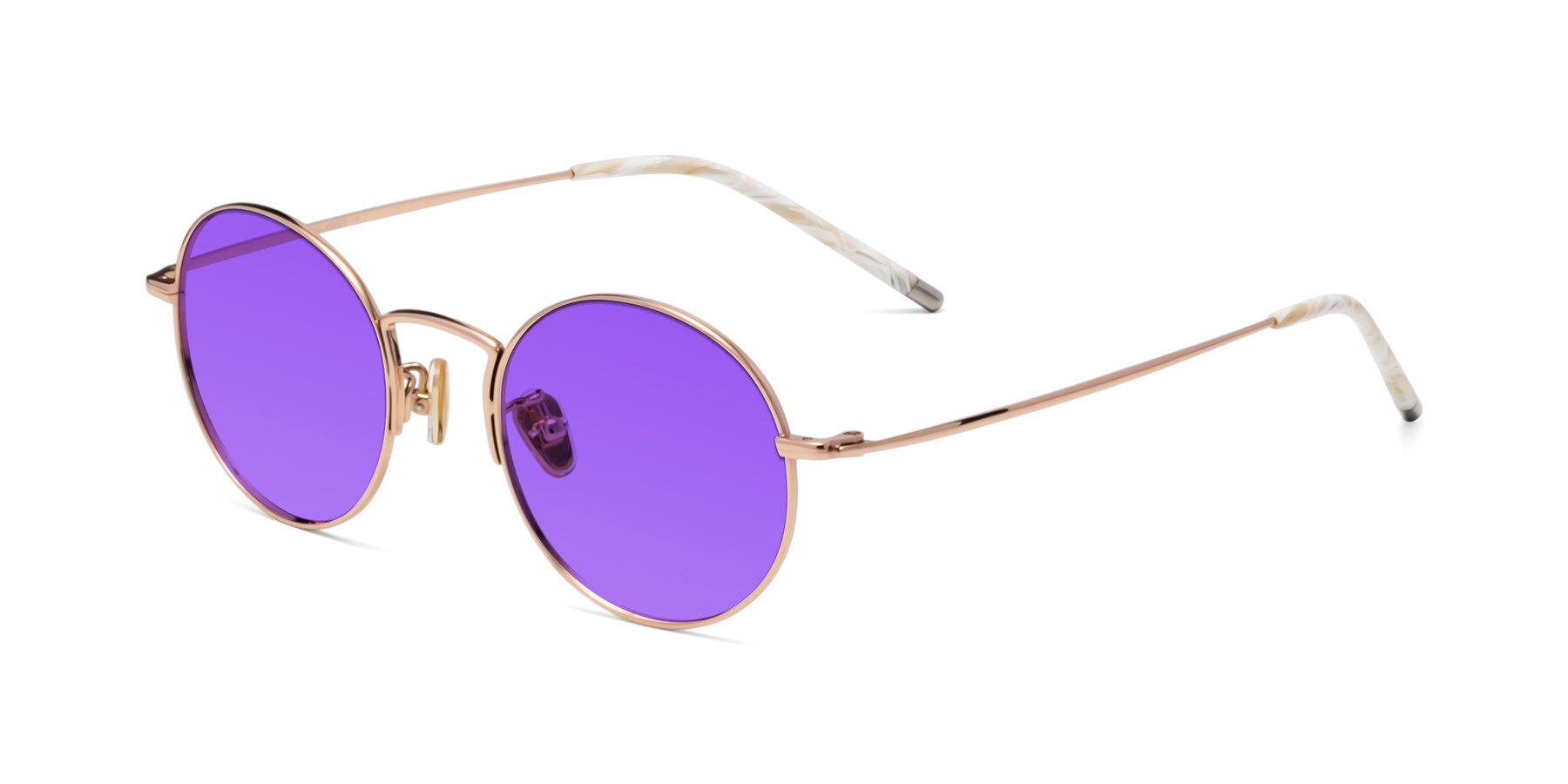 Angle of 80033 in Rose Gold with Purple Tinted Lenses