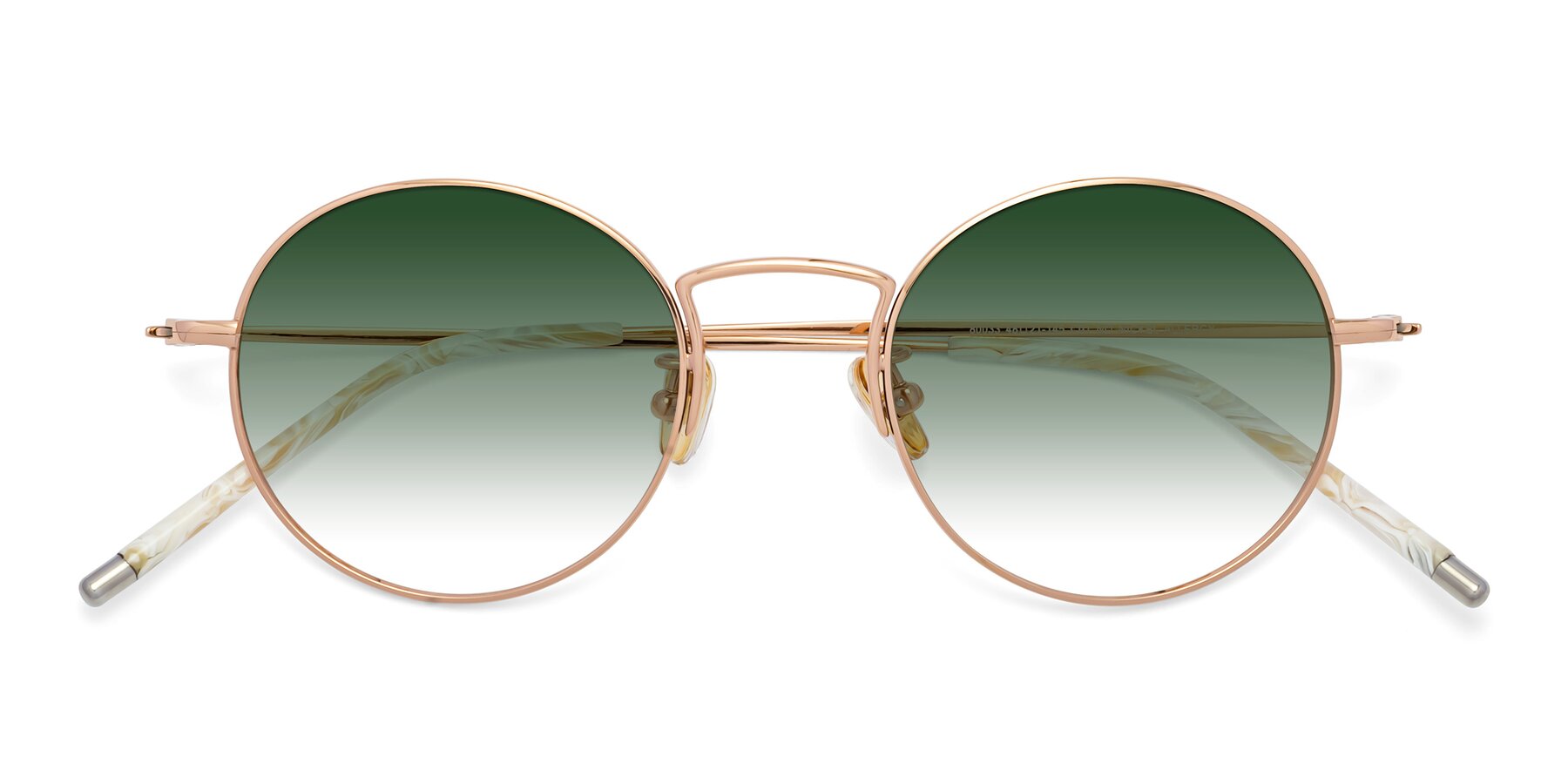 Folded Front of 80033 in Rose Gold with Green Gradient Lenses