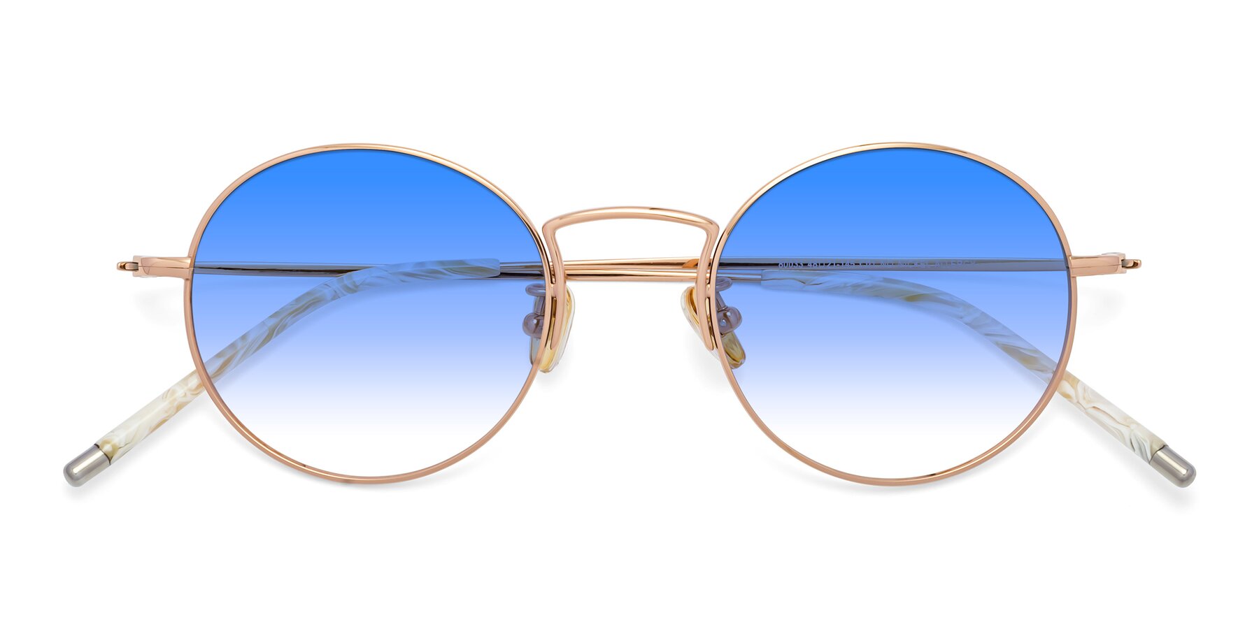 Folded Front of 80033 in Rose Gold with Blue Gradient Lenses