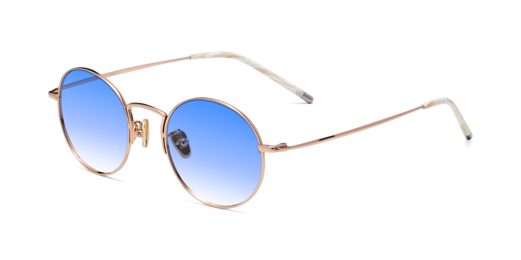 Angle of 80033 in Rose Gold with Blue Gradient Lenses