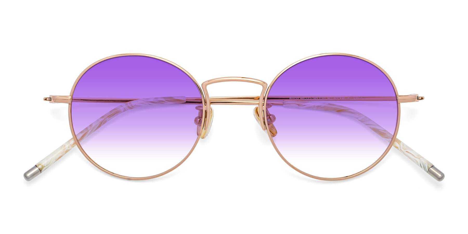 Folded Front of 80033 in Rose Gold with Purple Gradient Lenses