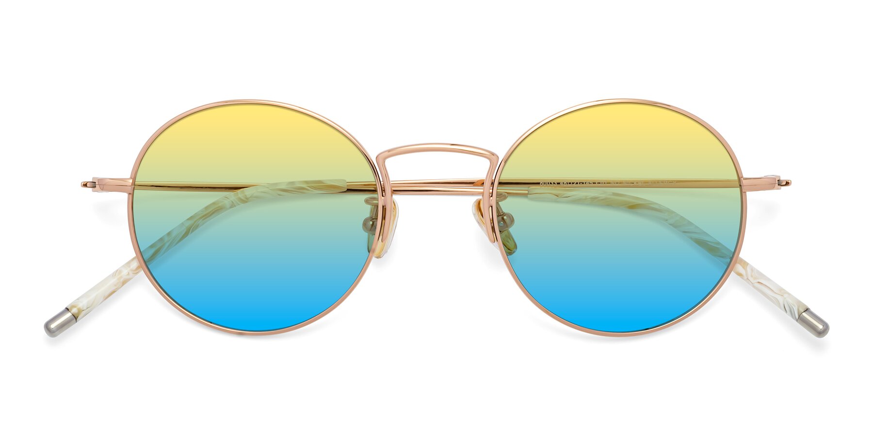 Folded Front of 80033 in Rose Gold with Yellow / Blue Gradient Lenses
