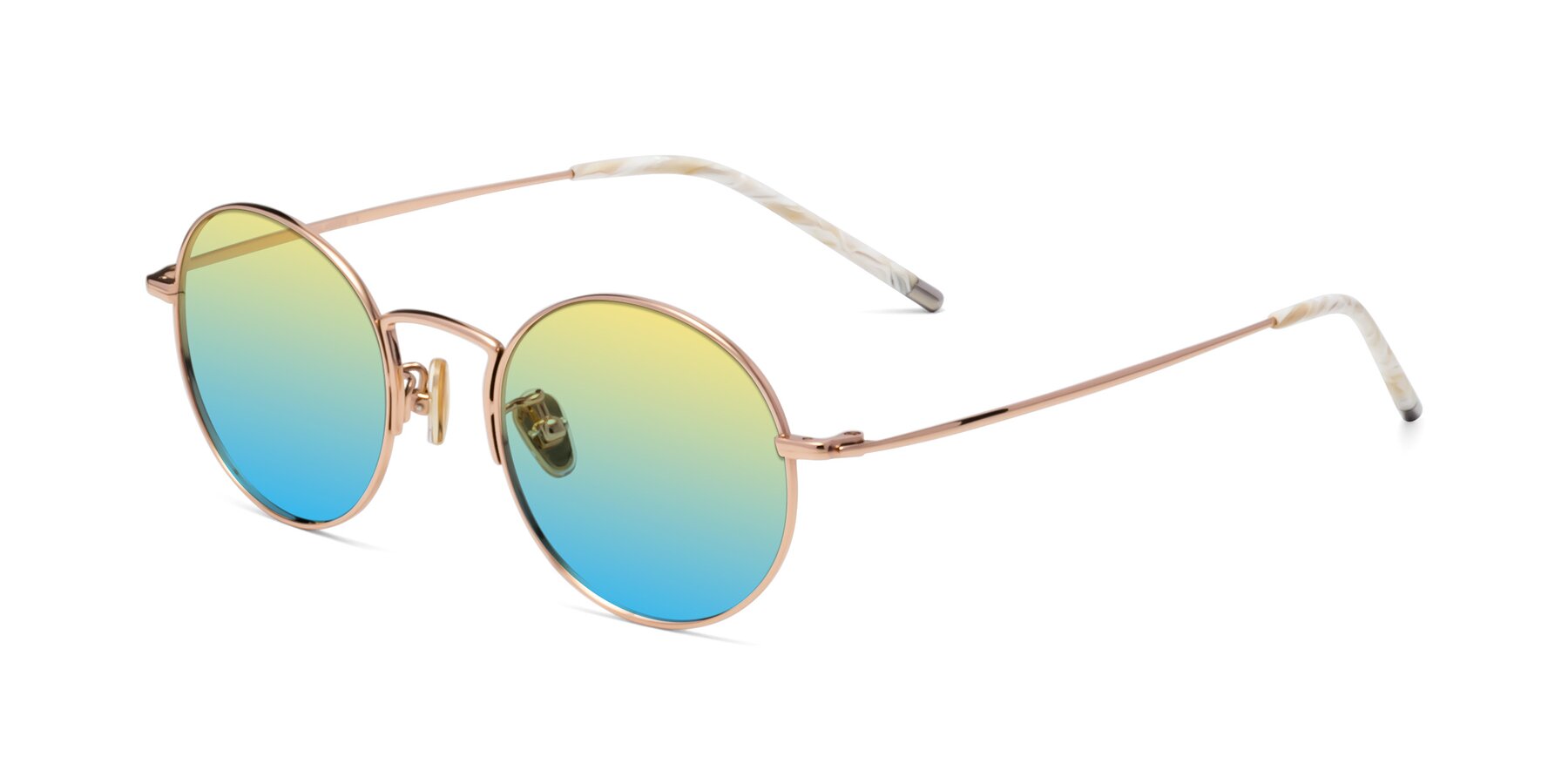 Angle of 80033 in Rose Gold with Yellow / Blue Gradient Lenses