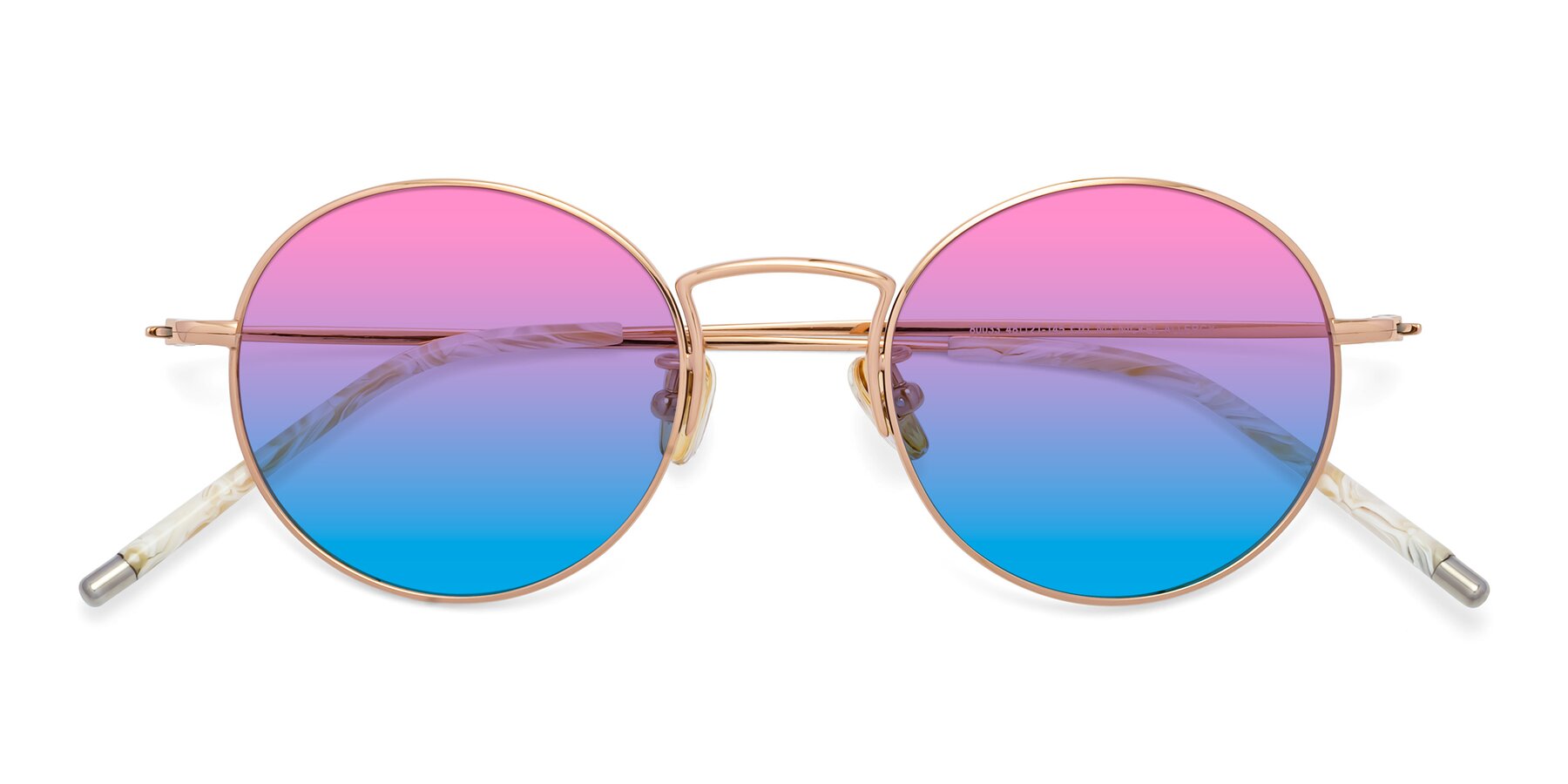 Folded Front of 80033 in Rose Gold with Pink / Blue Gradient Lenses