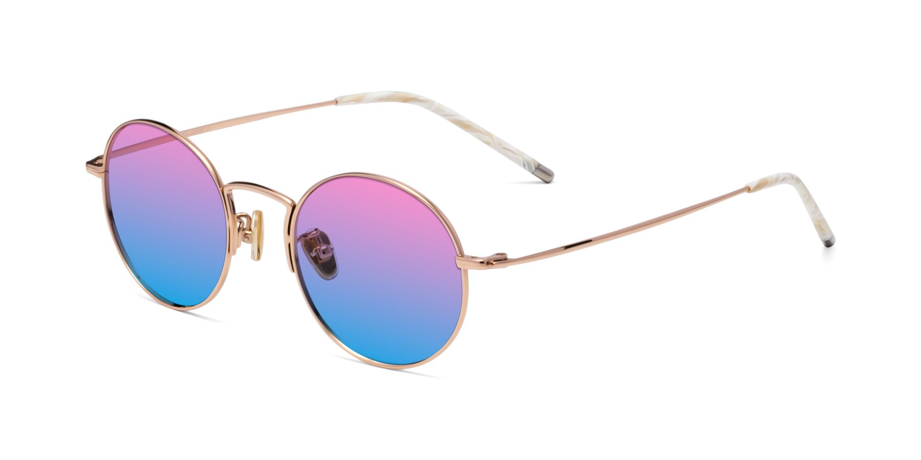 Angle of 80033 in Rose Gold with Pink / Blue Gradient Lenses