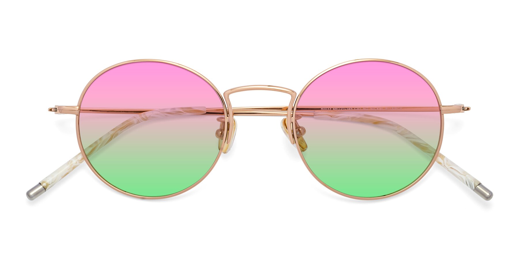 Folded Front of 80033 in Rose Gold with Pink / Green Gradient Lenses