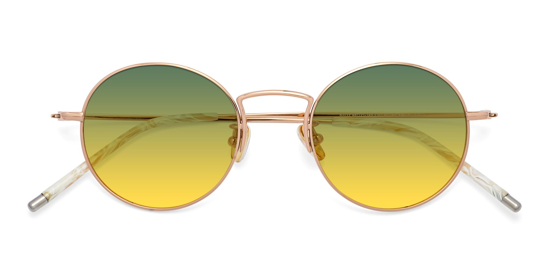 Folded Front of 80033 in Rose Gold with Green / Yellow Gradient Lenses