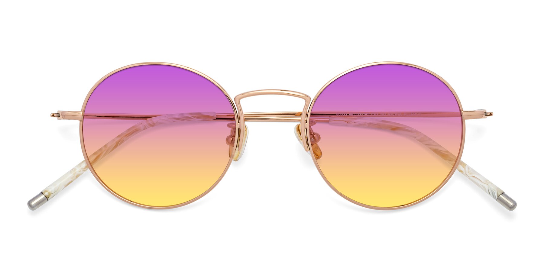 Folded Front of 80033 in Rose Gold with Purple / Yellow Gradient Lenses