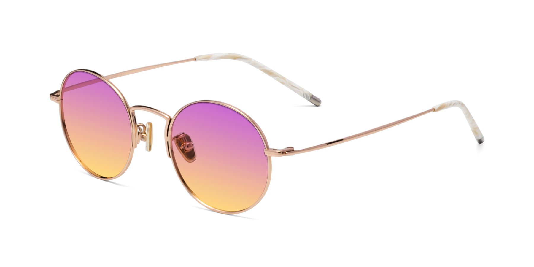 Angle of 80033 in Rose Gold with Purple / Yellow Gradient Lenses