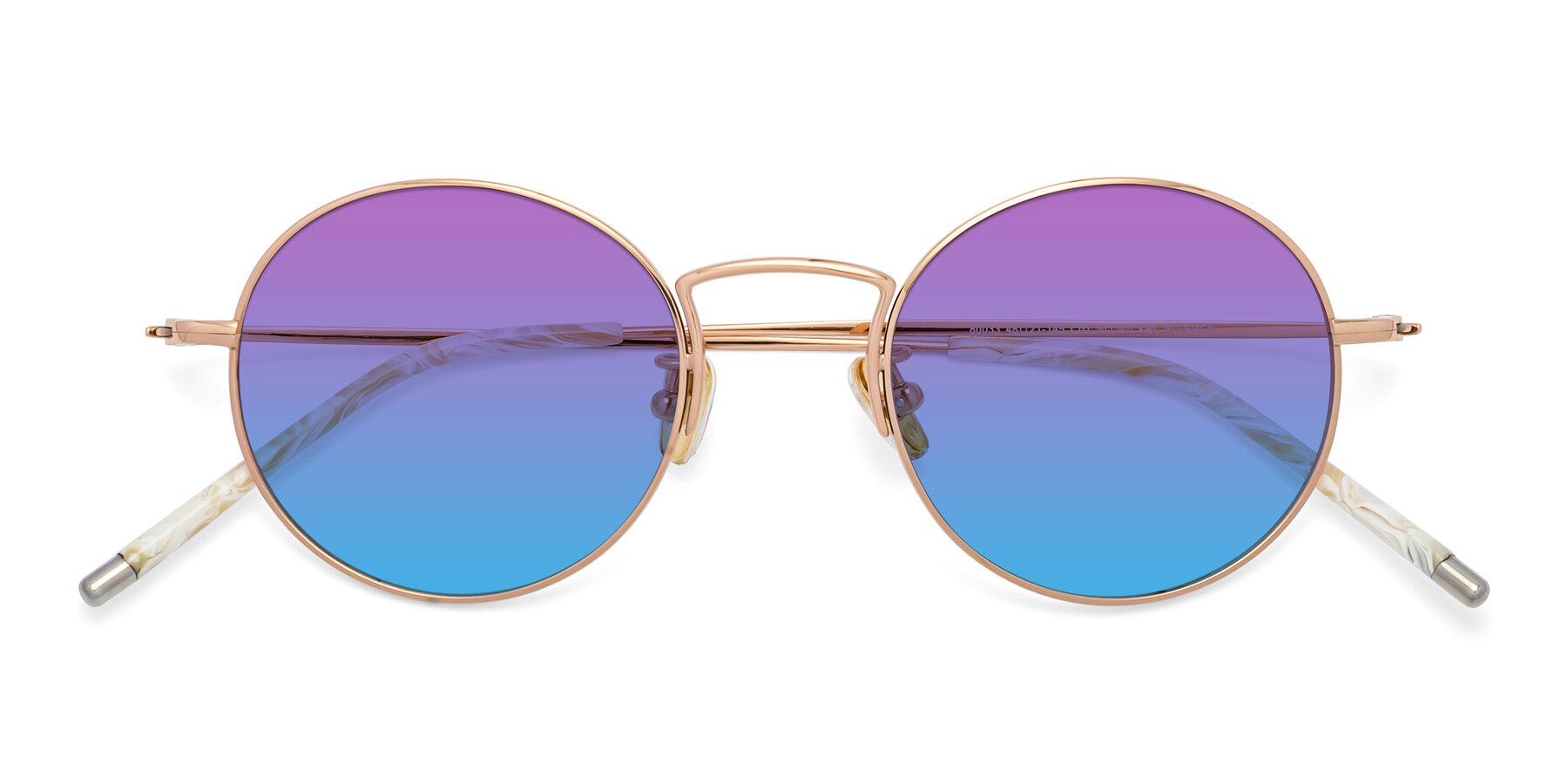 Folded Front of 80033 in Rose Gold with Purple / Blue Gradient Lenses