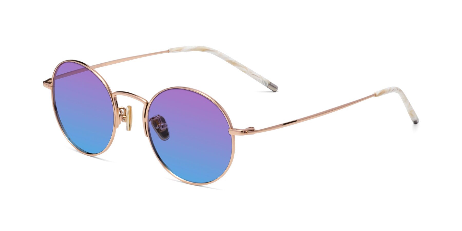 Angle of 80033 in Rose Gold with Purple / Blue Gradient Lenses