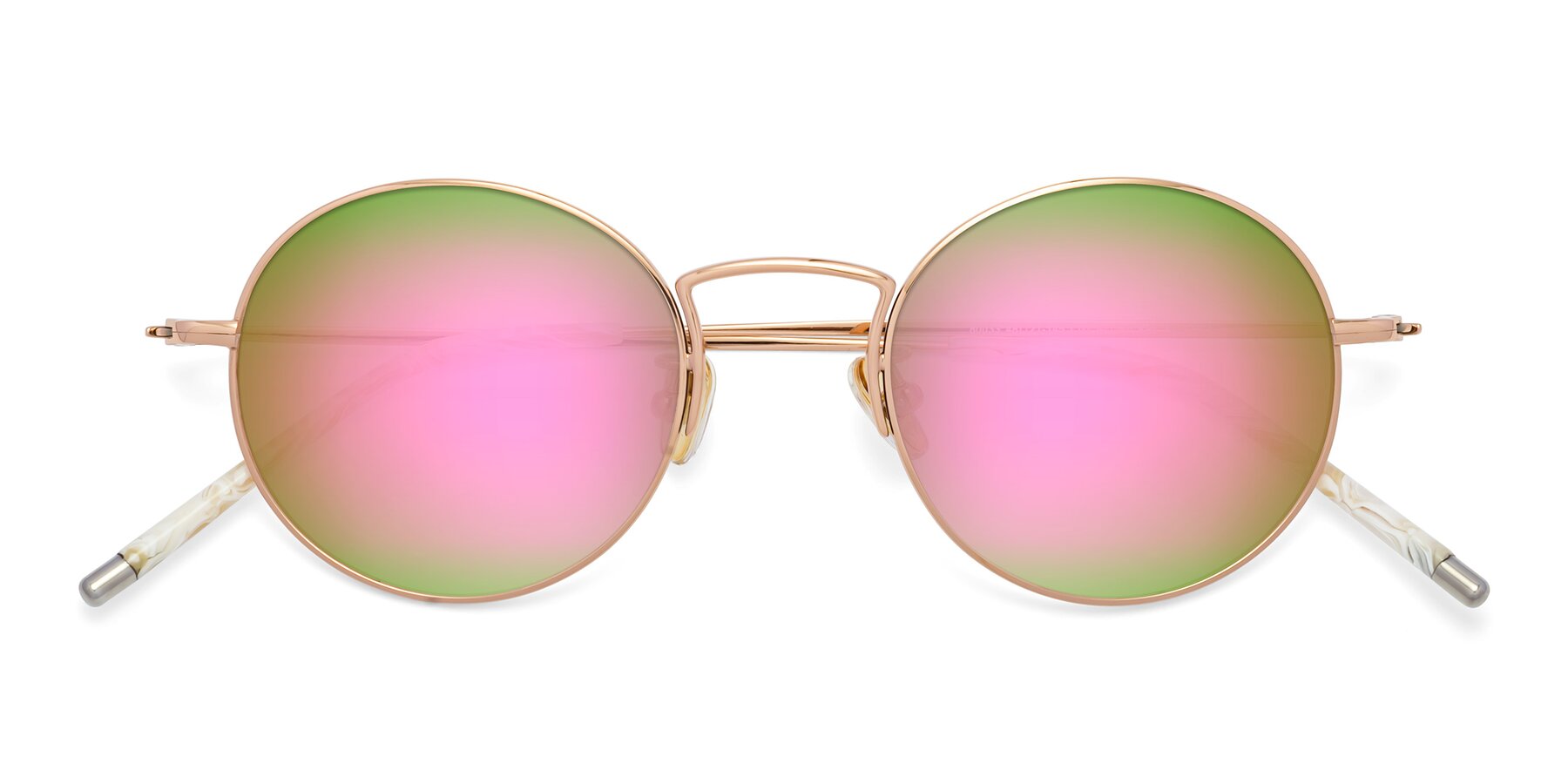 Folded Front of 80033 in Rose Gold with Pink Mirrored Lenses
