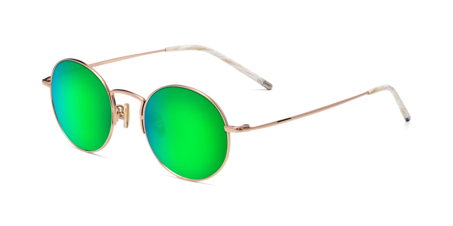 Angle of 80033 in Rose Gold with Green Mirrored Lenses