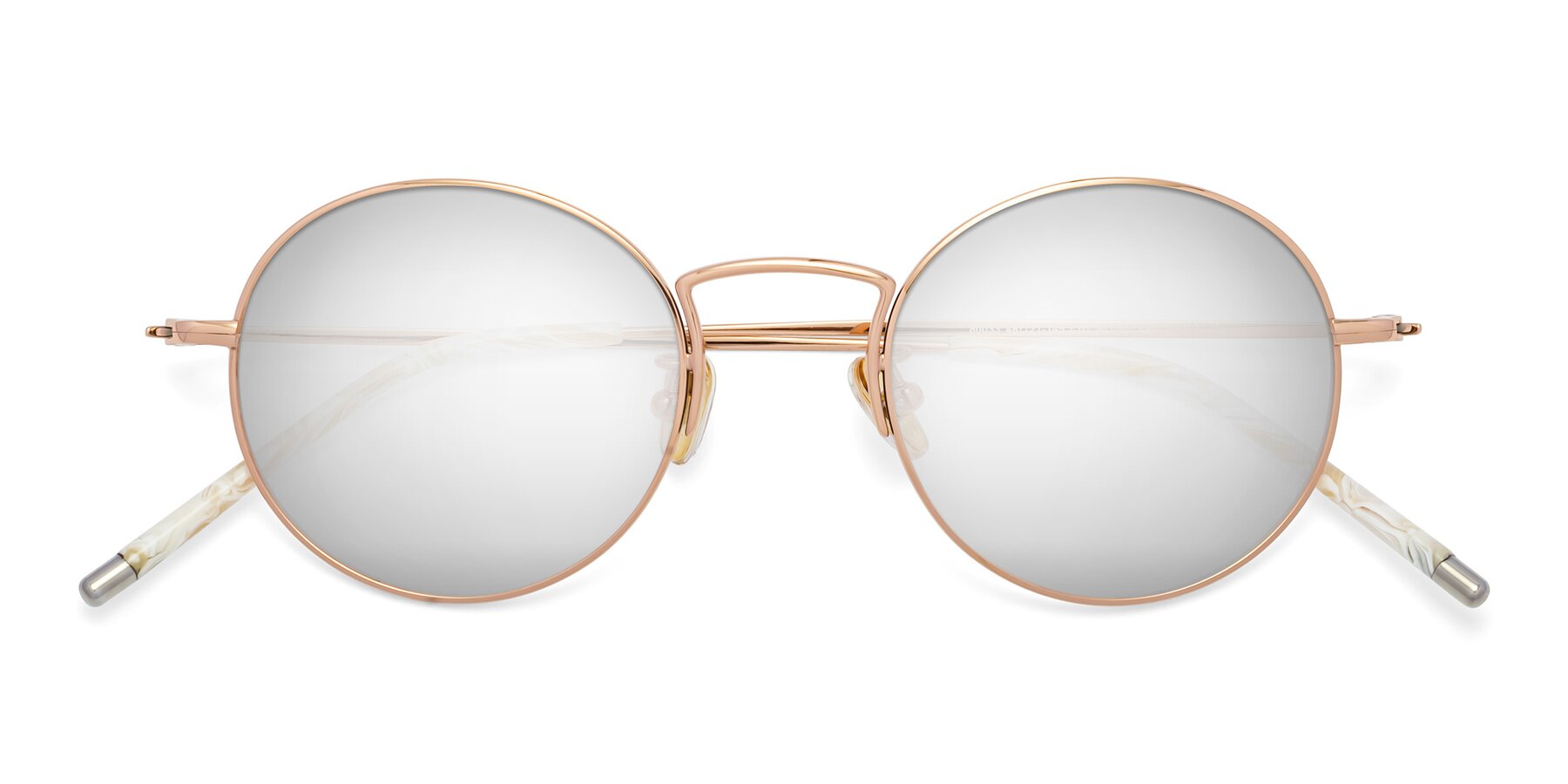 Folded Front of 80033 in Rose Gold with Silver Mirrored Lenses