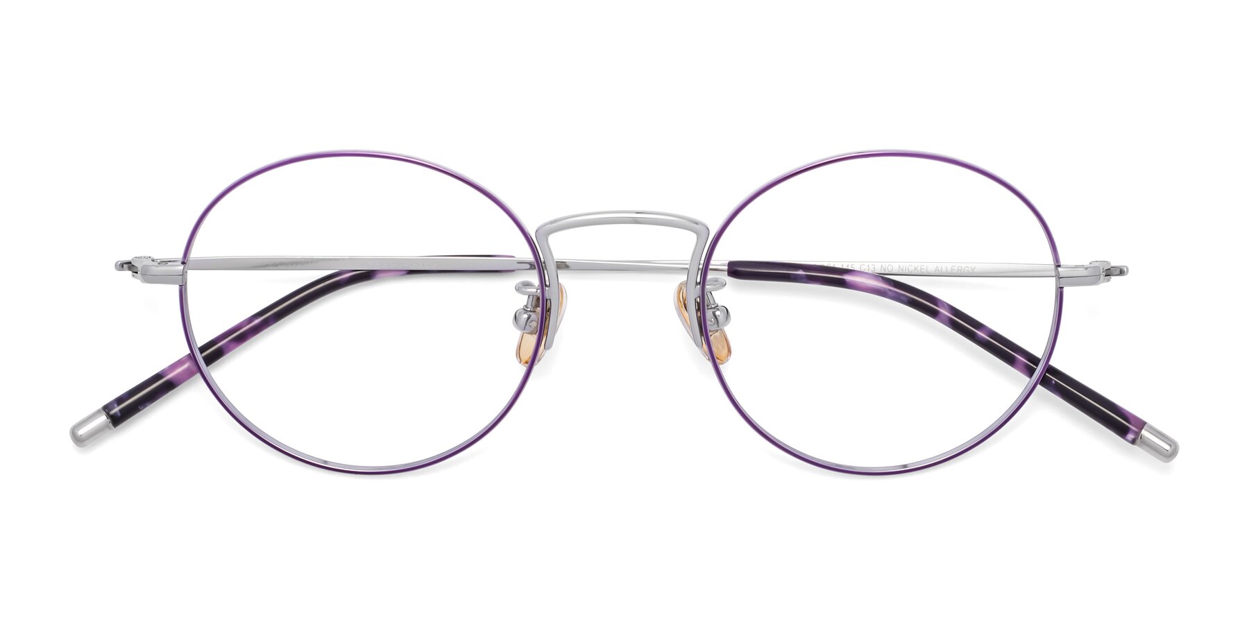 Folded Front of 80033 in Voilet-Silver with Clear Eyeglass Lenses