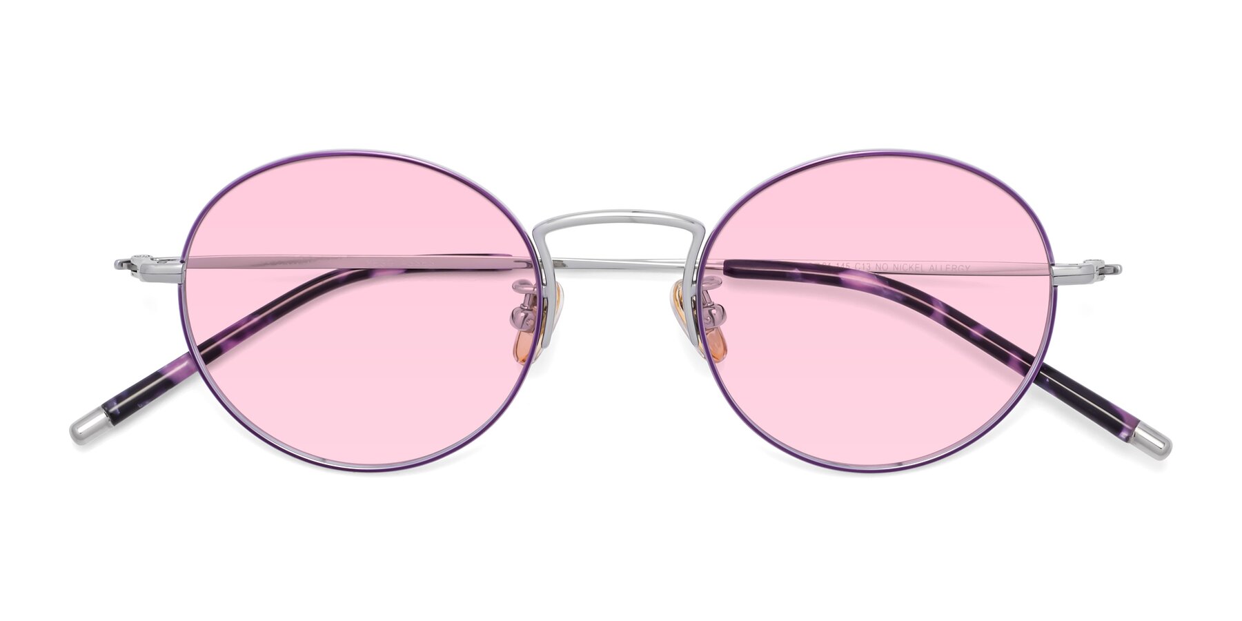 Folded Front of 80033 in Voilet-Silver with Light Pink Tinted Lenses