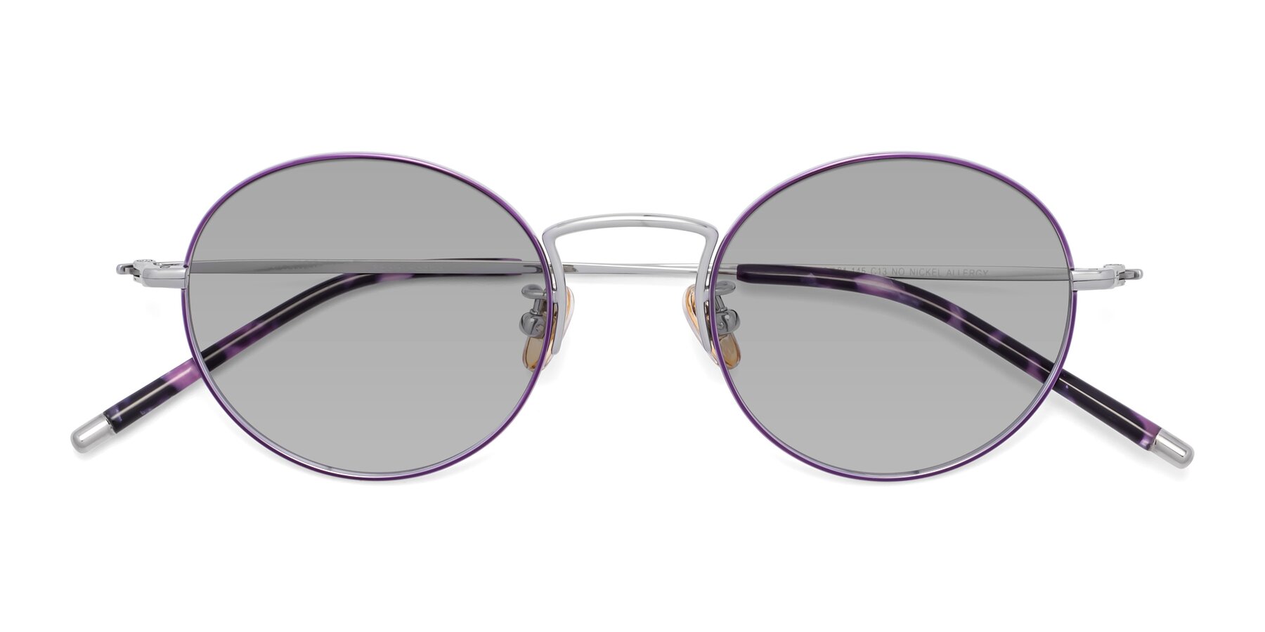 Folded Front of 80033 in Voilet-Silver with Light Gray Tinted Lenses
