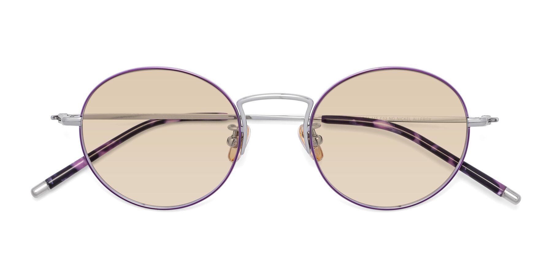 Folded Front of 80033 in Voilet-Silver with Light Brown Tinted Lenses