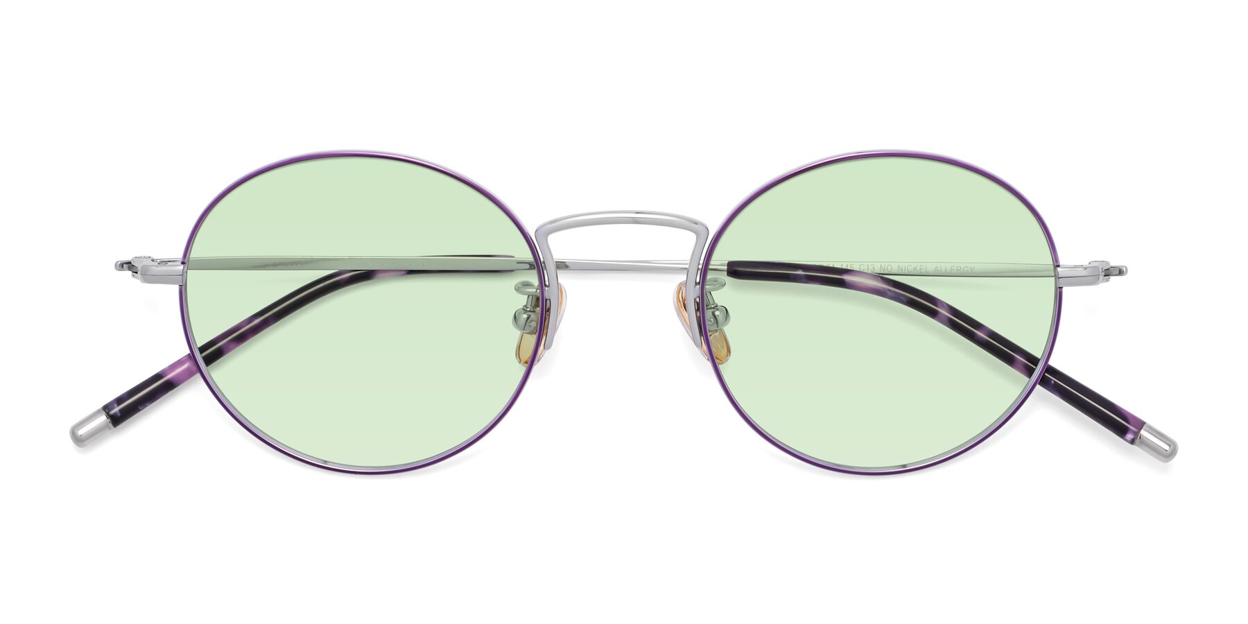 Folded Front of 80033 in Voilet-Silver with Light Green Tinted Lenses