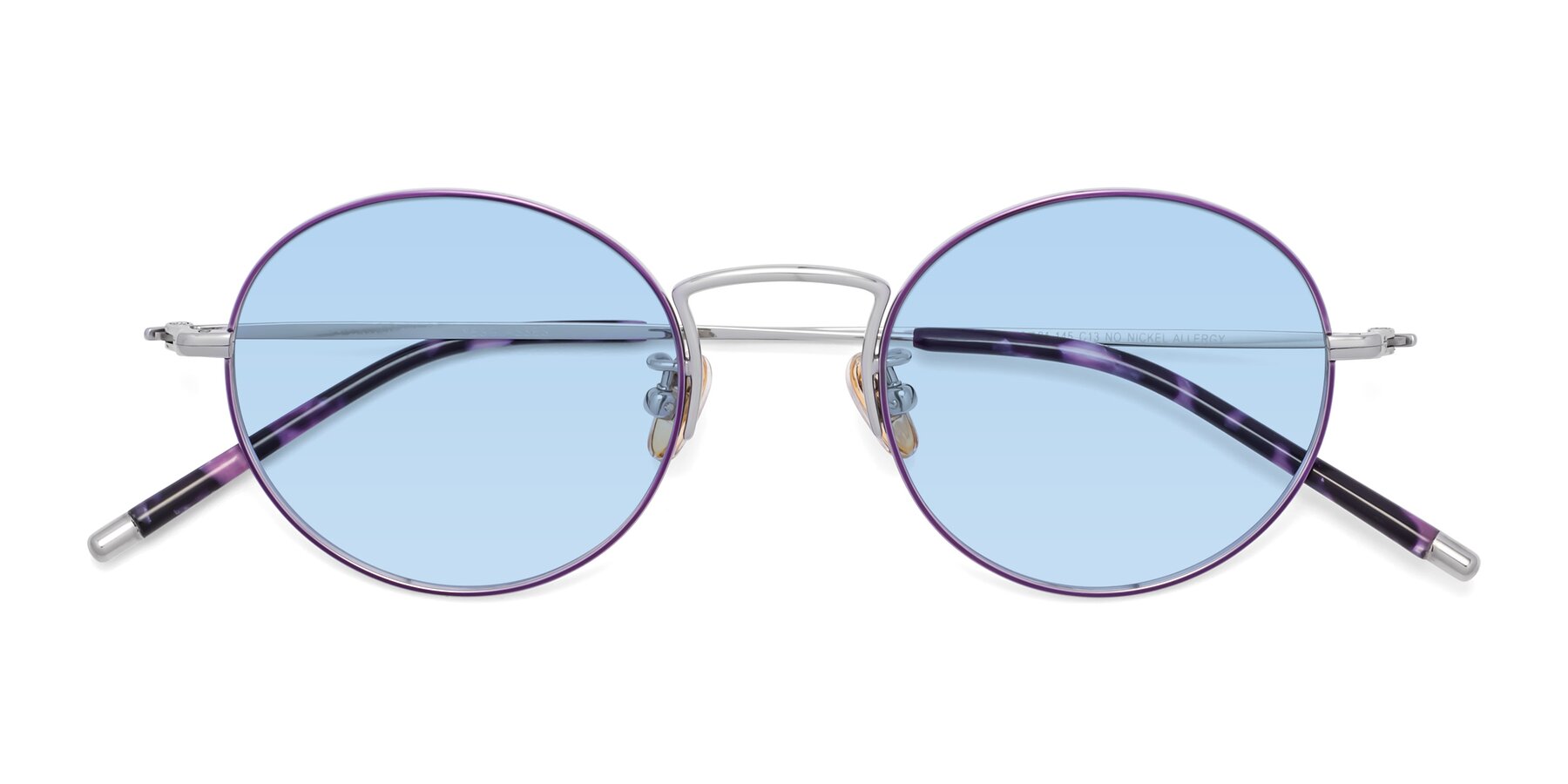 Folded Front of 80033 in Voilet-Silver with Light Blue Tinted Lenses