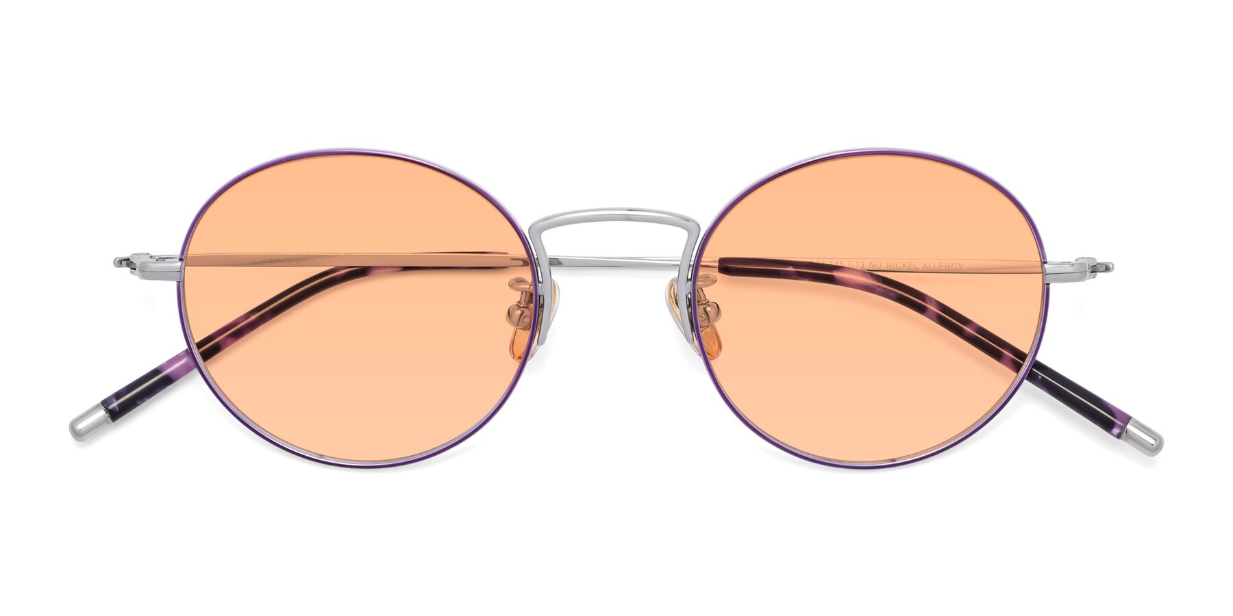 Folded Front of 80033 in Voilet-Silver with Light Orange Tinted Lenses