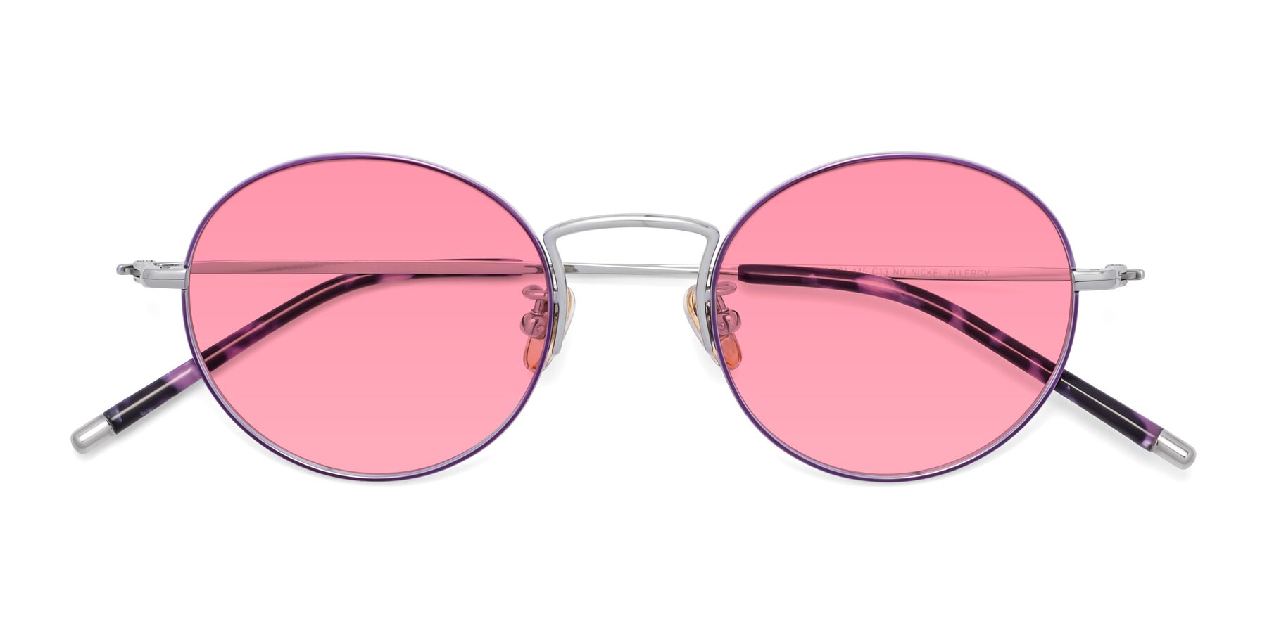 Folded Front of 80033 in Voilet-Silver with Pink Tinted Lenses