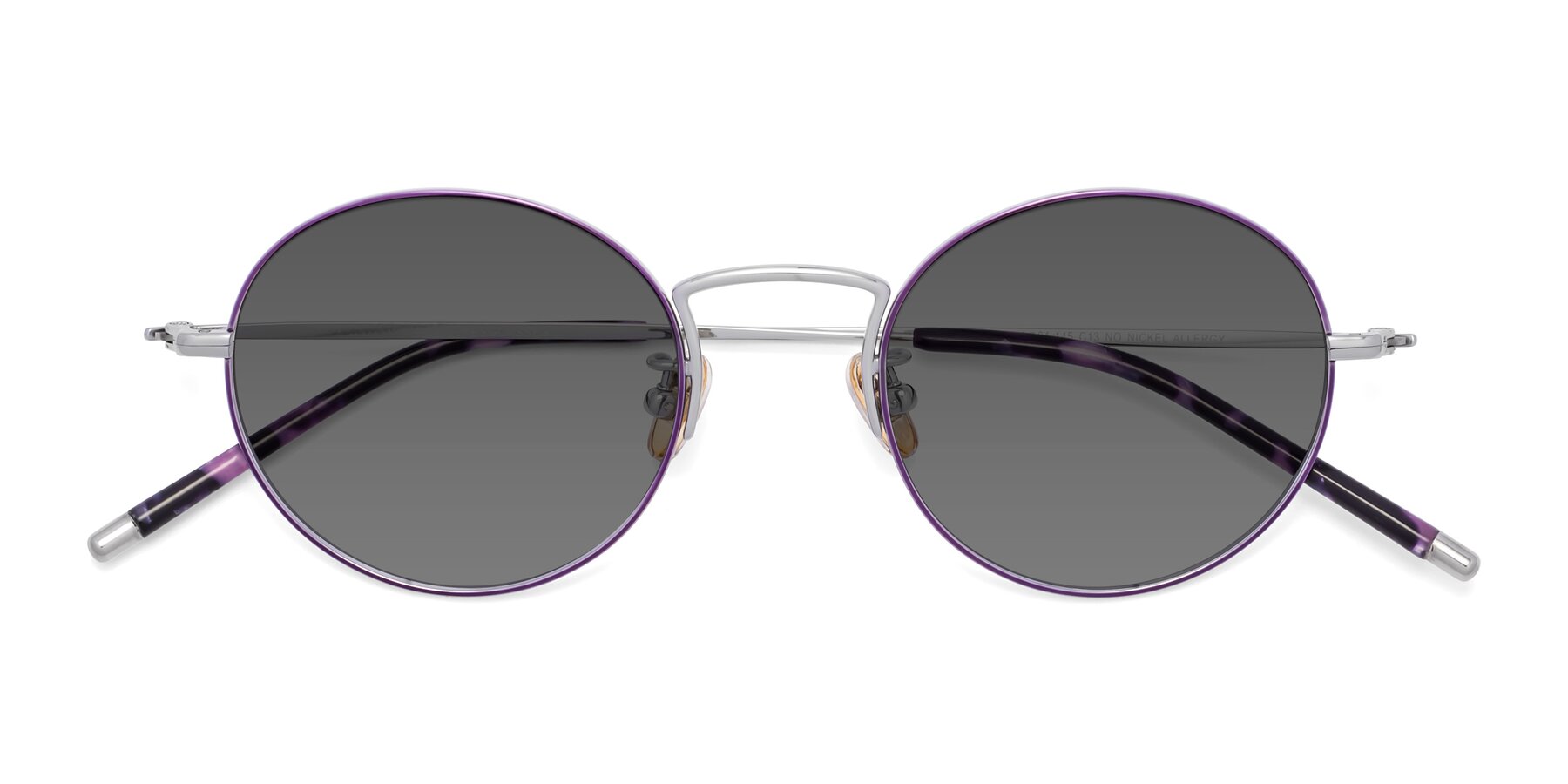 Folded Front of 80033 in Voilet-Silver with Medium Gray Tinted Lenses