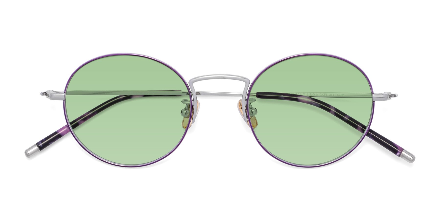 Folded Front of 80033 in Voilet-Silver with Medium Green Tinted Lenses