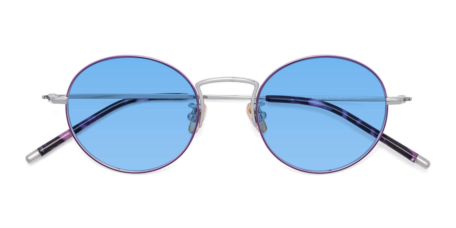 Folded Front of 80033 in Voilet-Silver with Medium Blue Tinted Lenses