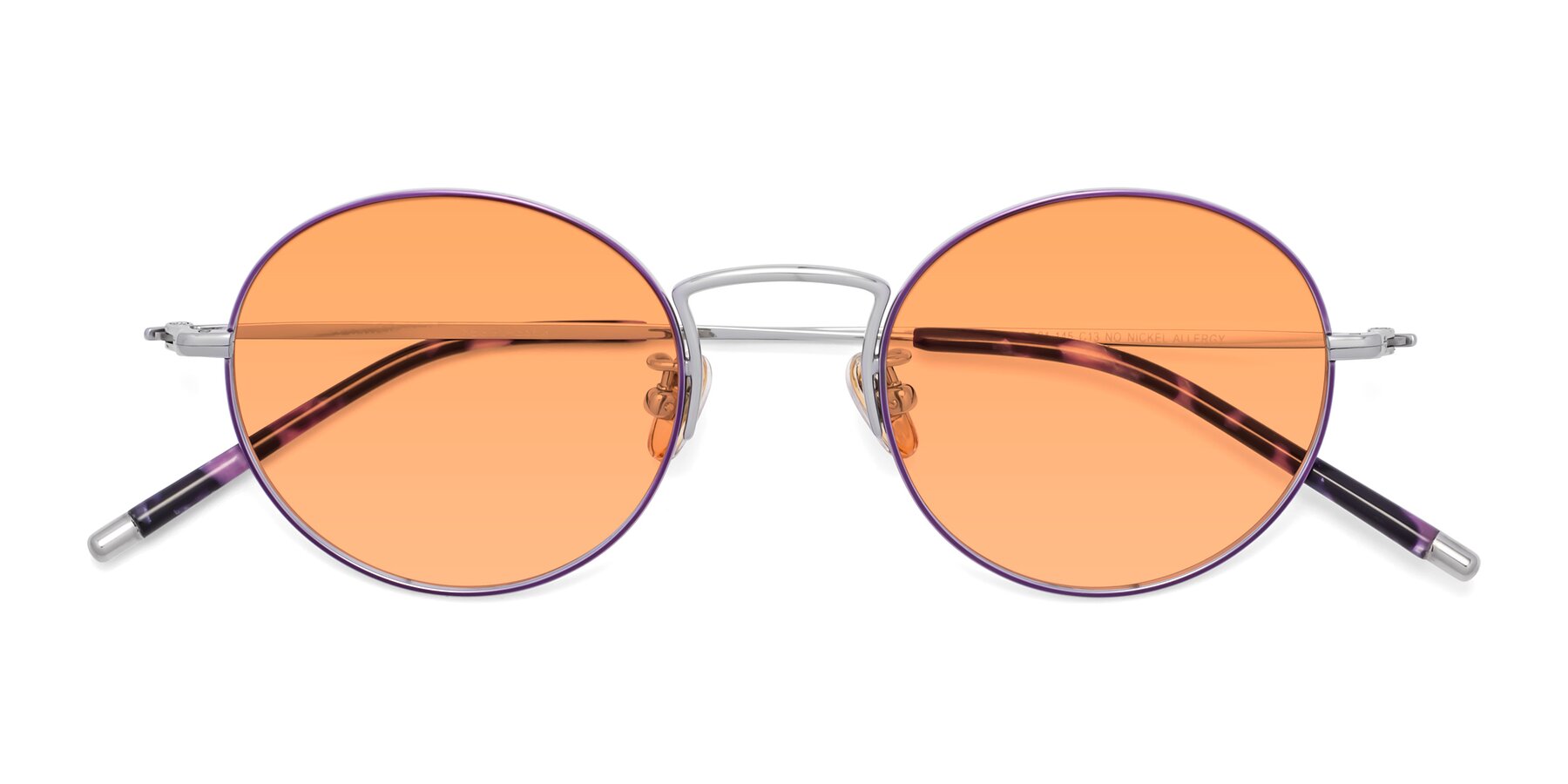 Folded Front of 80033 in Voilet-Silver with Medium Orange Tinted Lenses