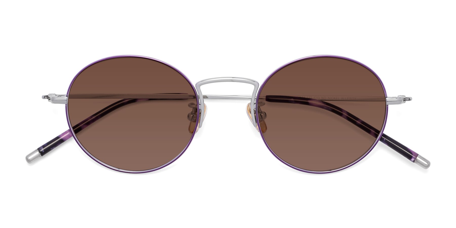 Folded Front of 80033 in Voilet-Silver with Brown Tinted Lenses