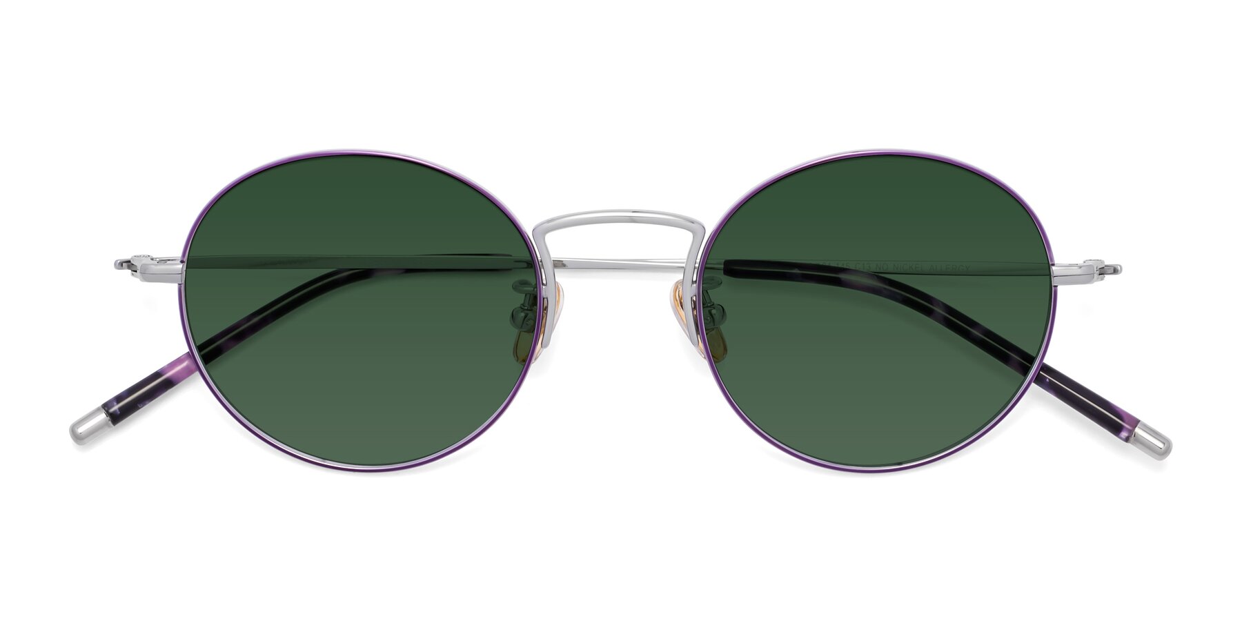 Folded Front of 80033 in Voilet-Silver with Green Tinted Lenses