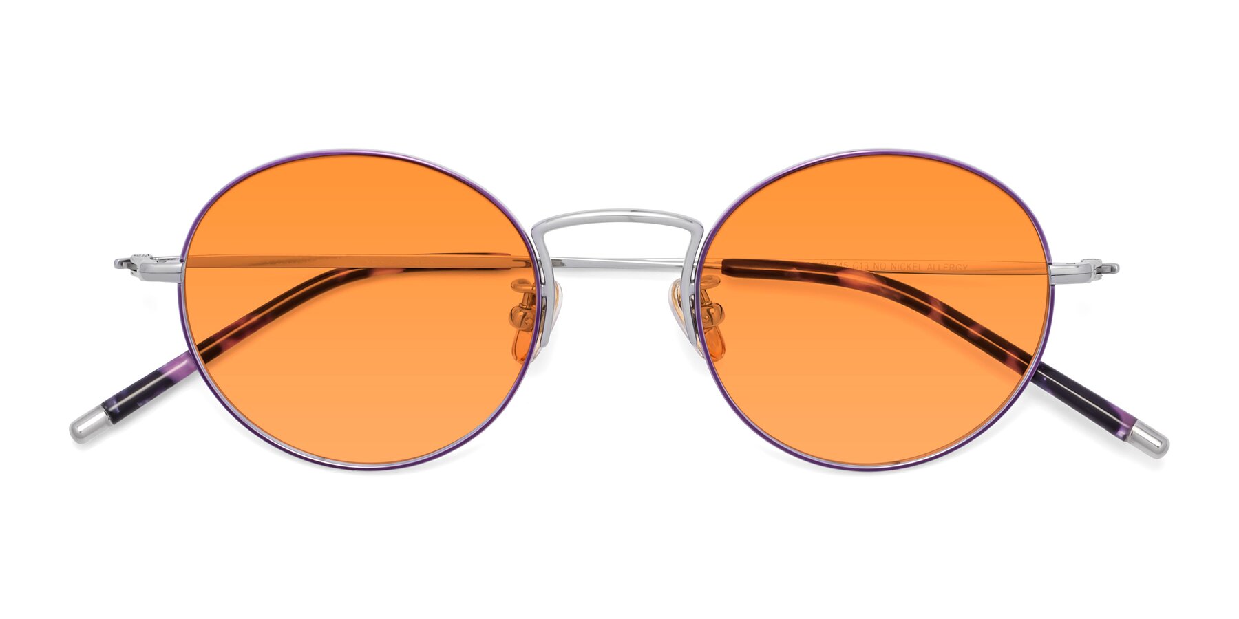 Folded Front of 80033 in Voilet-Silver with Orange Tinted Lenses