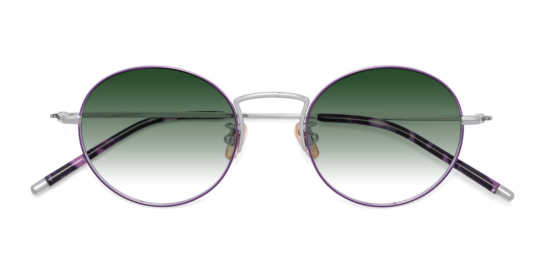 Folded Front of 80033 in Voilet-Silver with Green Gradient Lenses