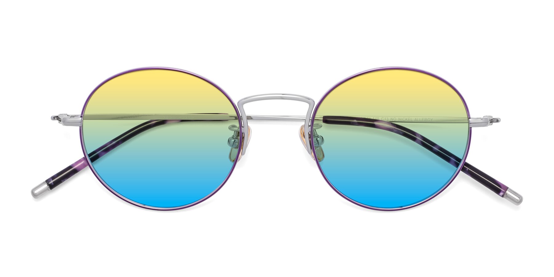 Folded Front of 80033 in Voilet-Silver with Yellow / Blue Gradient Lenses