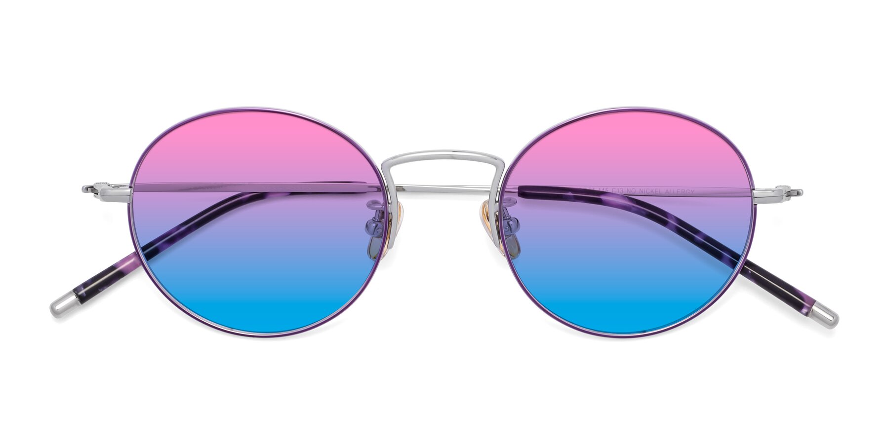 Folded Front of 80033 in Voilet-Silver with Pink / Blue Gradient Lenses