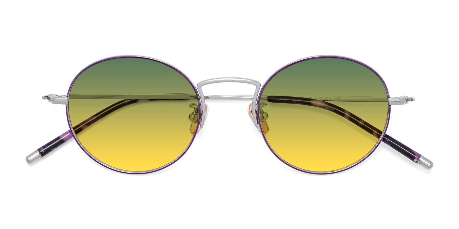 Folded Front of 80033 in Voilet-Silver with Green / Yellow Gradient Lenses