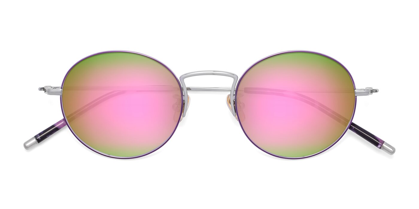 80033 - Voilet / Silver Flash Mirrored Sunglasses