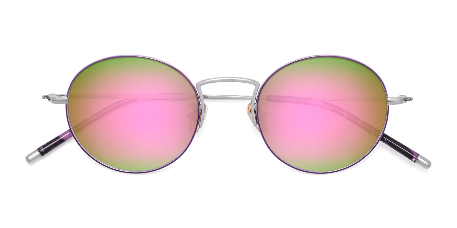 Folded Front of 80033 in Voilet-Silver with Pink Mirrored Lenses