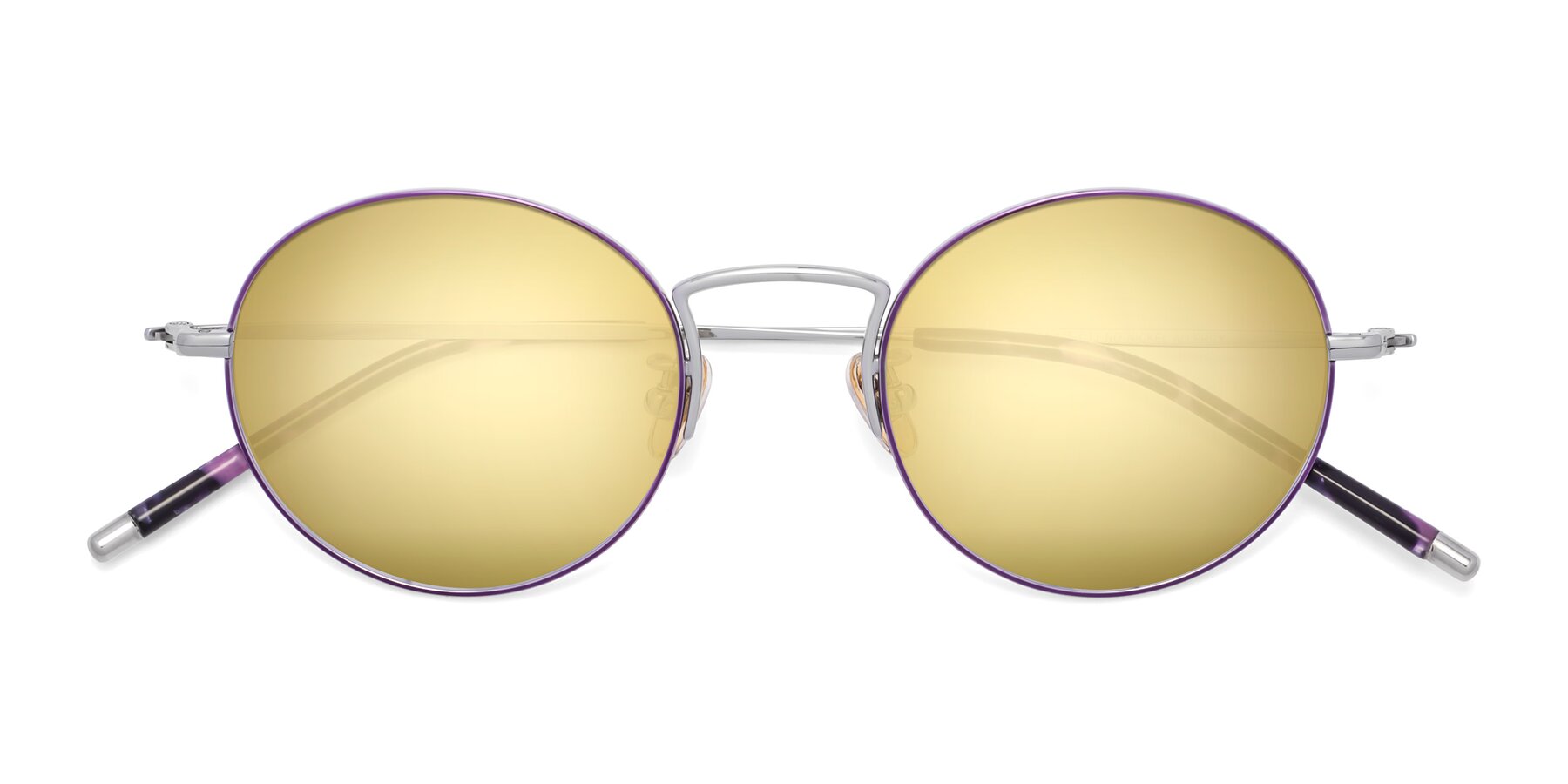 Folded Front of 80033 in Voilet-Silver with Gold Mirrored Lenses