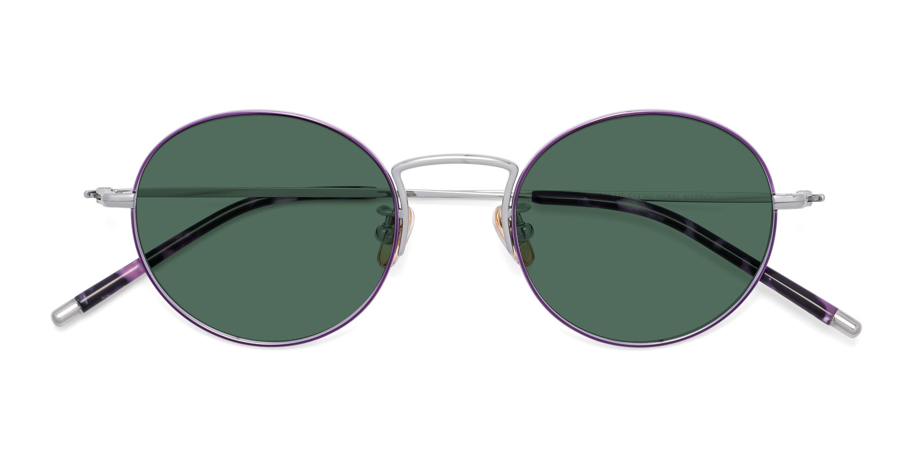 Folded Front of 80033 in Voilet-Silver with Green Polarized Lenses